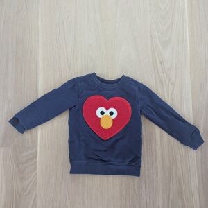 Hanna Andersson Navy Sweatshirt with Red Heart Elmo Patch